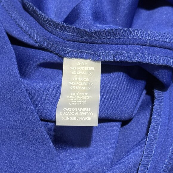 Calvin Klein Dress 14 Sheath Bell Flare Sleeves Royal Blue Career Business - Picture 6 of 8